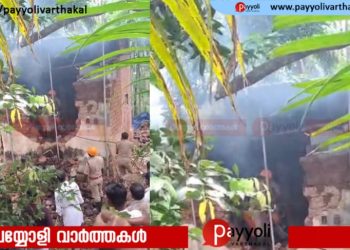 മന്തരത്തൂരിൽ തേങ്ങക്കൂടയ്ക്ക് തീപ്പിടിച്ചു: രണ്ടായിരത്തോളം തേങ്ങകൾ കത്തിനശിച്ചു