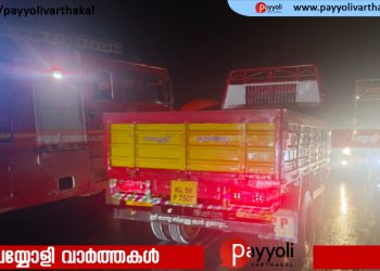 നന്തി മേൽപാലത്തിൽ ഓടിക്കൊണ്ടിരുന്ന ടിപ്പർ ലോറിക്ക് തീപ്പിടിച്ചു