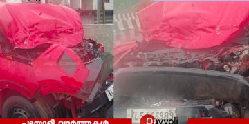 ദേശീയ പാതയിൽ തിക്കോടിയിൽ കാർ ലോറിക്ക് പിറകിലിടിച്ച് അപകടം: അഞ്ച് പേർക്ക് പരുക്ക്