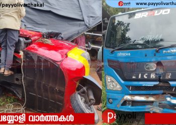 ദേശീയ പാതയോരത്ത് നിർത്തിയിട്ട ഗുഡ്സ് ഓട്ടോ ഇടിച്ചു തെറിപ്പിച്ച് ലോറി: തട്ട് കടയുടമ രക്ഷപ്പെട്ടത് ഭാഗ്യം കൊണ്ട് മാത്രം