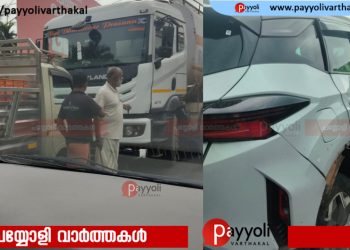 നന്തി മേൽപ്പാലത്തിൽ ടാങ്കർ ലോറി, ഇ വി കാറിലും പിക്കപ്പ് ഗുഡ്‌സിലും ഇടിച്ച് അപകടം: ഒരാൾക്ക് പരുക്ക്