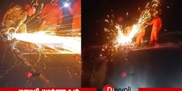 പയ്യോളിയിൽ ടോറസ് ലോറി വൈദ്യുതി പോസ്റ്റിലിടിച്ച് അപകടം: രണ്ടു മണിക്കൂറിലേറെ ഗതാഗതം സ്തംഭിച്ചു